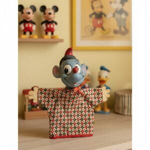 Vintage Disney Gus Cinderella Hand Puppet-Gund Swedlin-Rubber Head Toy-Mouse